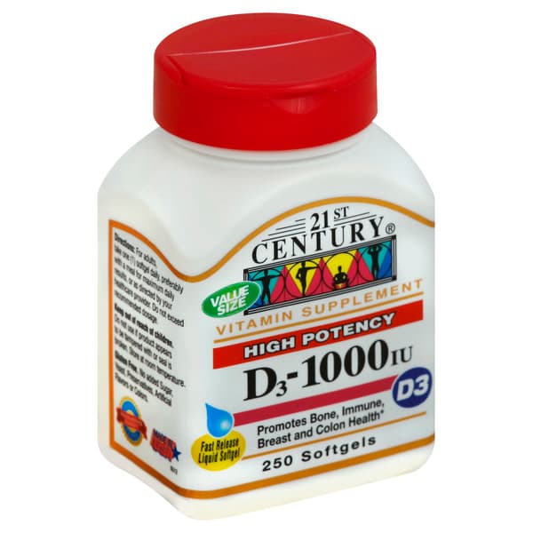 21St Century Vitamin D3 High Potency 1000 Iu Softgels Value Size