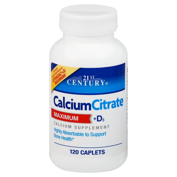 21St Century Calcium Citrate Maximum + D3 Caplets