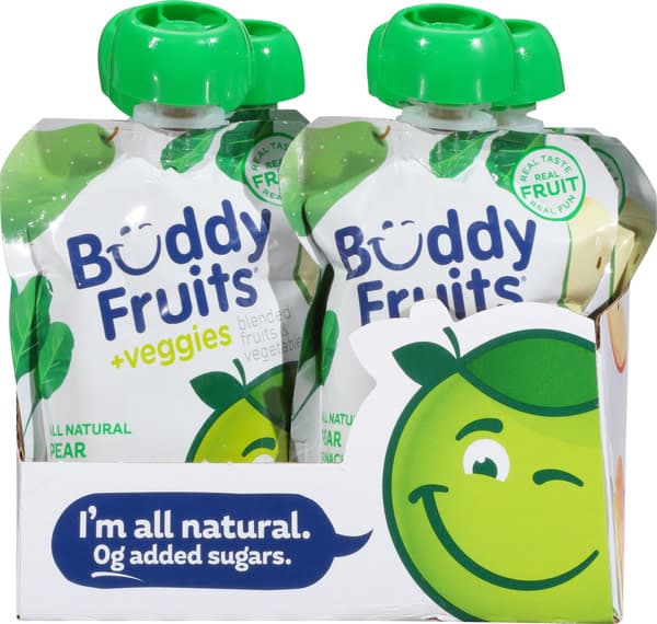 Buddy Fruits, Blended Fruits & Vegetables, +Veggies, Pear Spinach & Apple