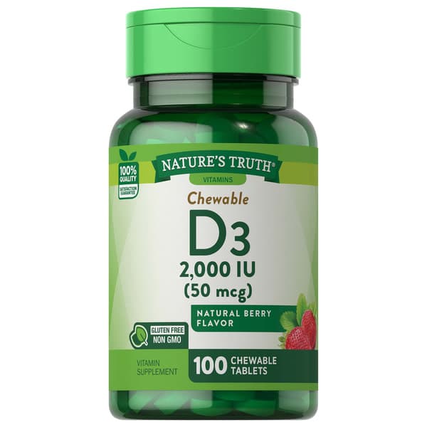 Natures Truth Vitamin D3 50 Mcg Berry Flavor Chewable