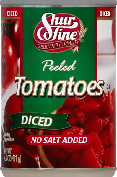 Shurfine Tomatoes Peeled No Salt Added Diced