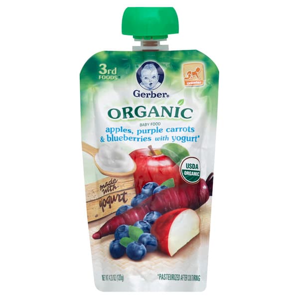 Gerber Baby Food Apples Purple Carrots & Blueberries With Yogurt