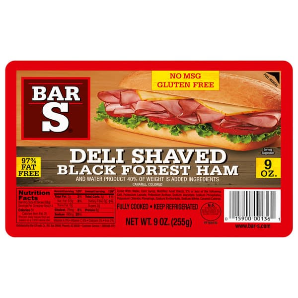 Bar S Bar-S Deli Shaved Black Forest Ham Lunch Meat, Per