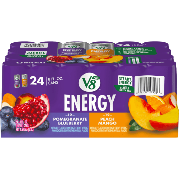 V8 + Energy Variety Pack Pomegranate Blueberry & Peach Mango
