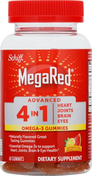 Megared 4 In 1 Advanced Watermelon & Orange Flavors Omega-3 Gummies