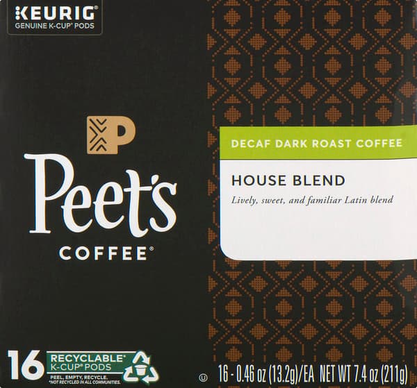 Peet'S House Blend Decaf Dark Roast Coffee K