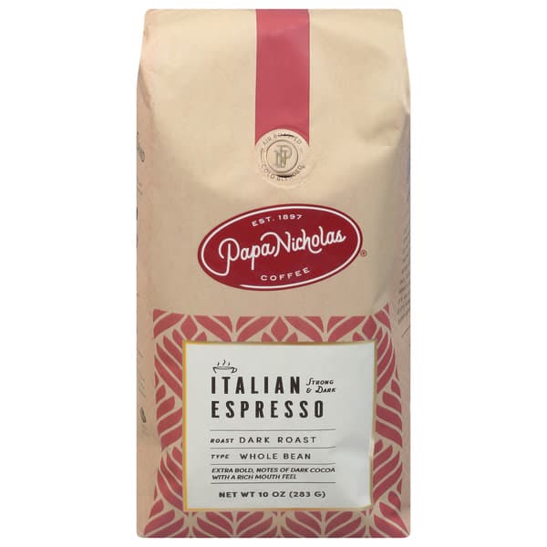 Papanicholas Dark Roast Whole Bean Italian Espresso Coffee
