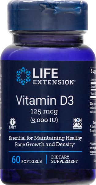 Life Extension Vitamin D3, 125 Mcg, Softgels