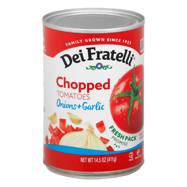 Dei Fratelli Tomatoes, Chopped, Onions & Garlic