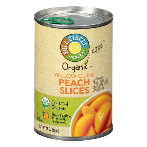 Peach Can Sliced In Juice, Organic