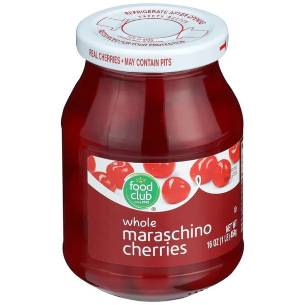 Food Club Maraschino Whole Cherries Jar