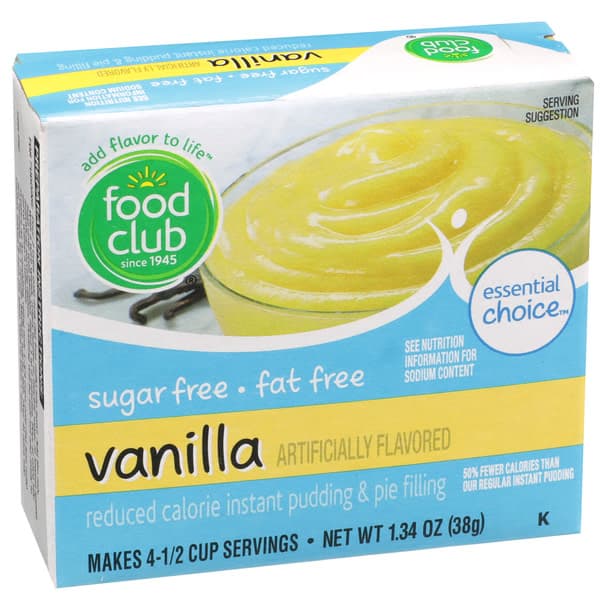 Food Club, Vanilla Sugar Free Fat Free Reduced Calorie Instant Pudding & Pie Filling