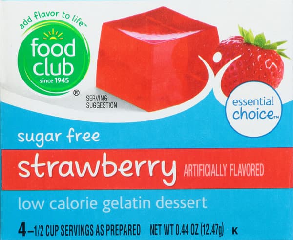 Food Club, Strawberry Sugar Free Low Calorie Gelatin Dessert