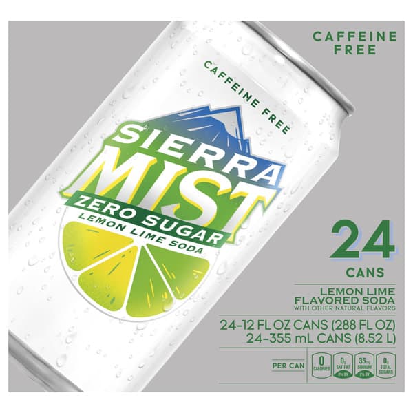 Sierra Mist Zero Sugar Lemon Lime Flavored Soda