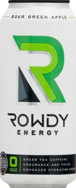 Rowdy Energy Sour Green Apple Green Tea Caffeine Endurance And Focus Enhanced Energy