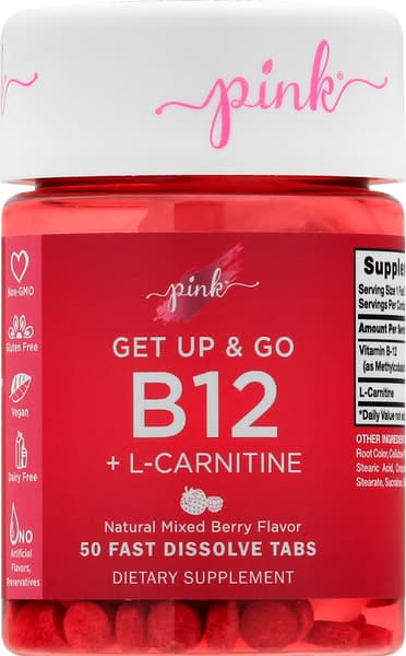 Pink Fast Dissolve Tabs Natural Mixed Berry Flavor Vitamin B