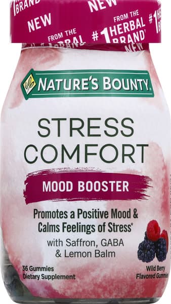 Natures Bounty Mood Booster Gummies Wild Berry Flavored Stress Comfort