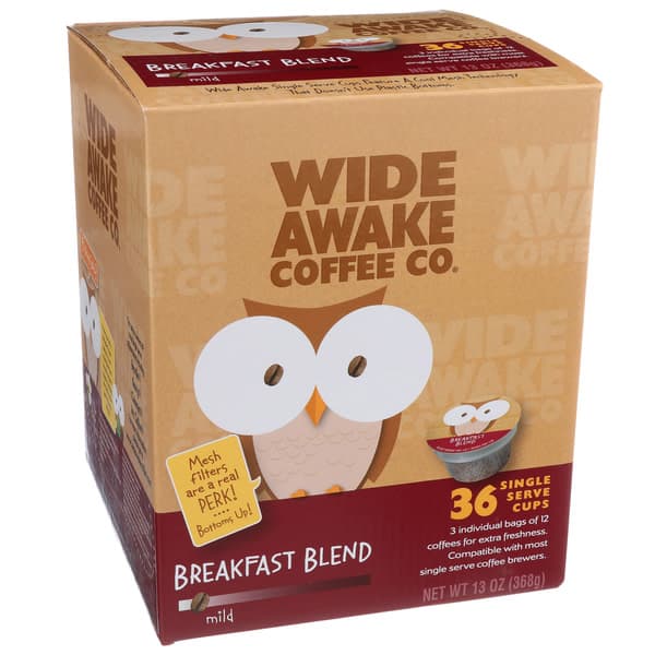 Wide Awake Mild Roast Breakfast Blend 100% Arabica Coffee Single Serve