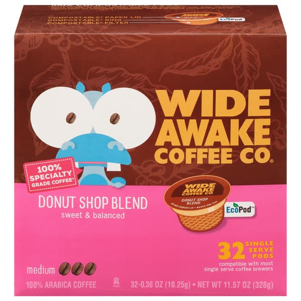 Wide Awake Medium Roast Donut Shop Blend 100% Arabica Coffee Single Serve
