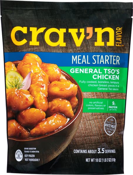 Crav'N Flavor, General Tso'S Chicken Fully Cooked, Boneless, Tempura Chicken Breast Pieces In A General Tso Sauce Meal Starter