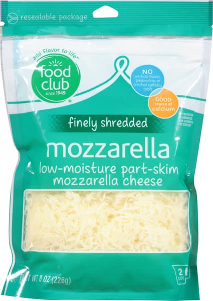 Food Club Low-Moisture Part-Skim Mozzarella Finely Shredded Cheese