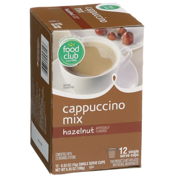 Food Club Hazelnut Cappuccino Mix Single Serve
