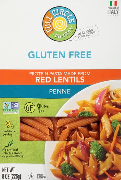 Full Circle Market Gluten Free Protein Pasta Made From Red Lentils