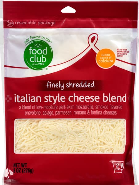 Food Club Cheese Blend Italian Style Finely Shredded