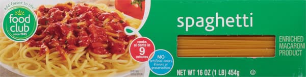 Food Club Enriched Macaroni Product Spaghetti