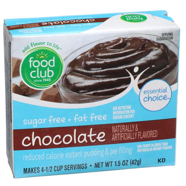 Food Club, Chocolate Sugar Free Fat Free Reduced Calorie Instant Pudding & Pie Filling