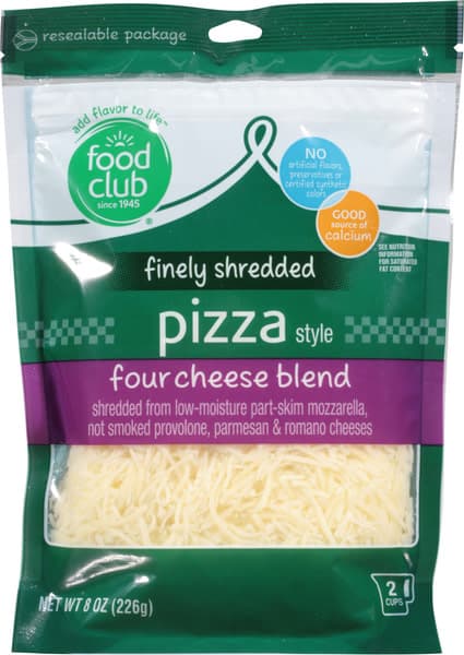 Food Club Pizza Style Four Cheese Blend Low-Moisture Part-Skim Mozzarella