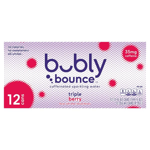 Bubly Bounce Caffeinated Sparkling Water Triple Berrt