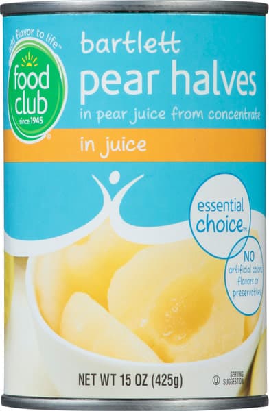 Food Club Essential Choice Bartlett Pear Halves In Juice