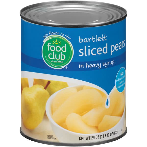Food Club Bartlett Sliced Pears In Heavy Syrup