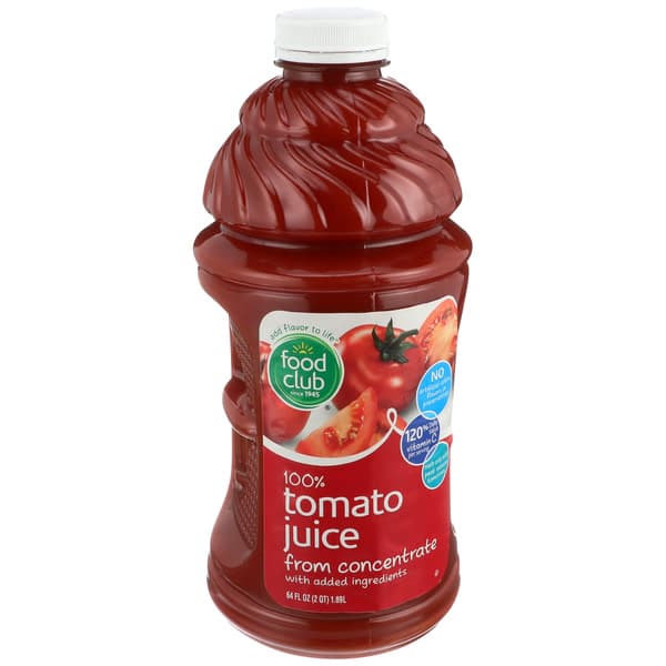 Food Club 100% Tomato Juice From Concentrate With Added Ingredients