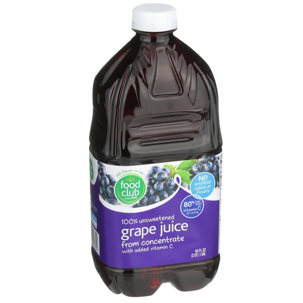 Food Club 100% Unsweetened Grape Juice From Concentrate