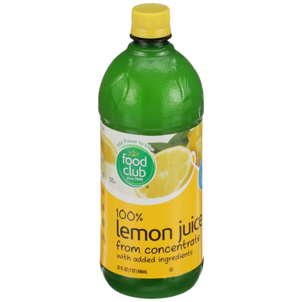 Food Club 100% Lemon Juice From Concentrate With Added Ingredients