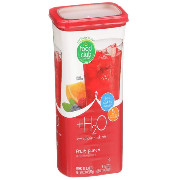 Food Club +H2O Fruit Punch Low Calorie Drink Mix