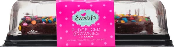 Sweet P'S Bake Shop Fudge Iced Brownies Topped With Chocolate Frosting And Candy
