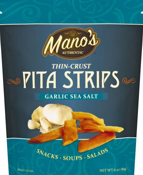 Mano'S Thin Crust Garlic Sea Salt Pita Strips
