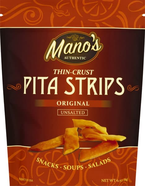 Mano'S Thin Crust Unsalted Original Pita Strips