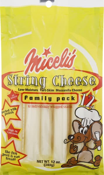 Miceli'S String Cheese, Low-Moisture, Part-Skim, Mozzarella, Family