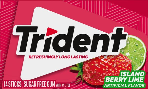 Trident Refreshingly Long Lasting Island Berry Lime Sugar Free Gum