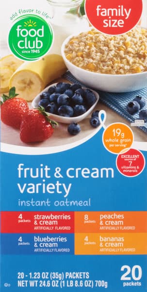 Food Club Family Size Instant Fruit & Cream Variety Oatmeal