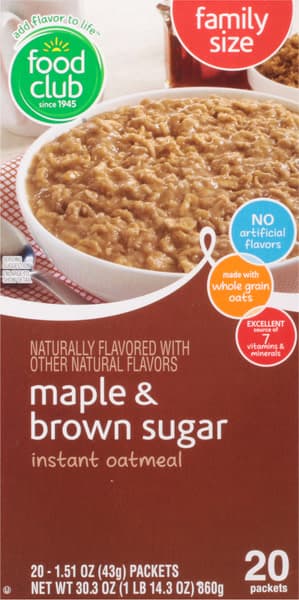 Food Club Family Size Maple & Brown Sugar Oatmeal