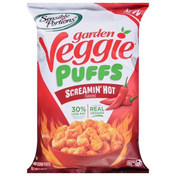 Sensible Portions Garden Veggie Baked Screamin' Hot Flavored Corn Puffs