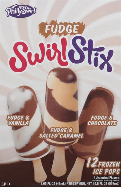 Phillyswirl Swirlstix Fudge Ice Pops 12 - Oz Pops