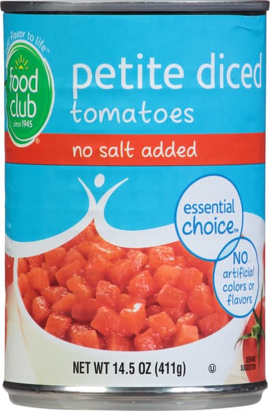 Food Club Essential Choice Petite Diced No Salt Added Tomatoes