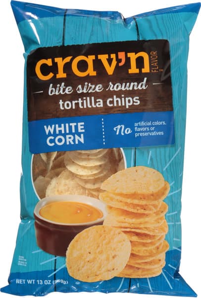 Crav'N Flavor Bite Size Round White Corn Tortilla Chips