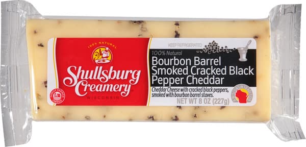 Shullsburg Creamery Bourbon Barrel Smoked Cracked Black Pepper Cheddar Cheese